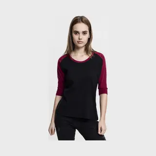 Urban Classics Ladies 3/4 Contrast Raglan Tee T-Shirt Rundhals 3/4 Ärmel Baumwolle