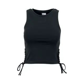 Urban Classics Top - Ladies Lace Up Cropped Top - Xs Tot Xl - Voor Vrouwen - Zwart