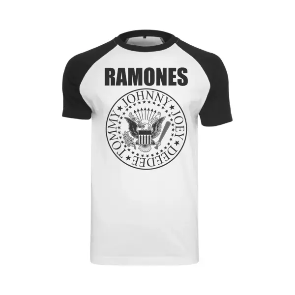 Merchcode Herren T-Shirt Ramones Circle Raglan Tee, Wht/blk, S, MC061 thumbnail