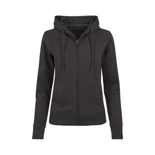 Build Your Brand Ladies Terry Zip Hoody - Farbe, Charcoal (Heather) - Größe, Xs