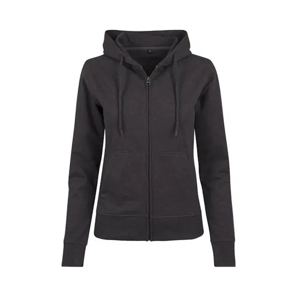 Build Your Brand Ladies Terry Zip Hoody - Farbe, Charcoal (Heather) - Größe, Xs thumbnail