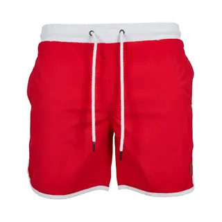Urban Classics Herren Schwimmshirt Retro Swimshorts, Rot (Firered/White 01314), X-Large Männlich Rot, Weiß