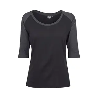 Urban Classics Ladies 3/4 Contrast Raglan Tee T-Shirt Rundhals 3/4 Ärmel Baumwolle