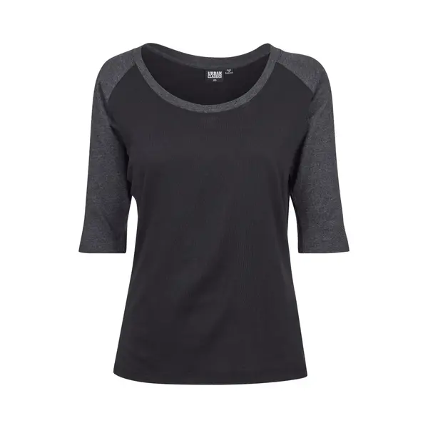 Urban Classics Ladies 3/4 Contrast Raglan Tee T-Shirt Rundhals 3/4 Ärmel Baumwolle thumbnail
