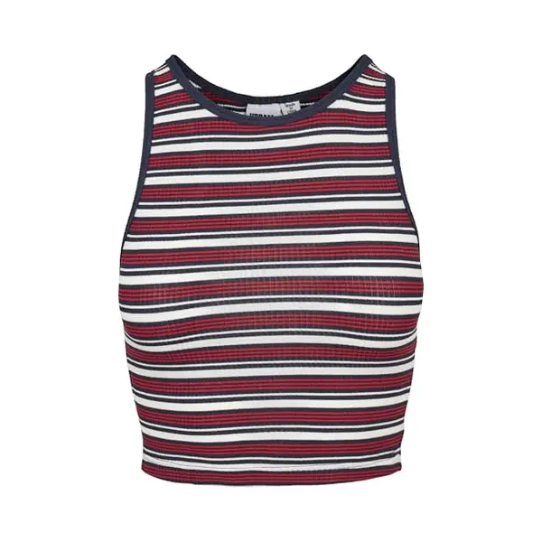 Urban Classics - Rib Stripe Crop Top - L - Wit/Rood thumbnail