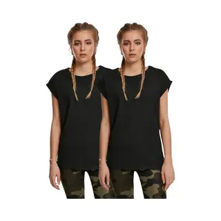 Urban Classics, Damen, Shirts, Ladies Extended Shoulder Tee 2-Pack - 6524, Schwarz, (S)