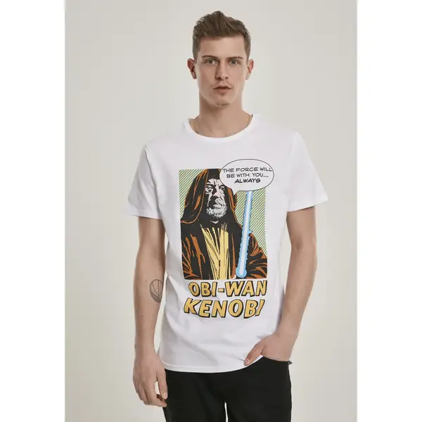 urban classics Merchcode Star Wars - Obi-Wan Kenobi Heren T-shirt - Xs - Wit thumbnail