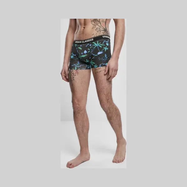 Urban Classics Herren Boxer Shorts 3-Pack Boxershorts, Island Aop+Lime+Grey, 6XL thumbnail