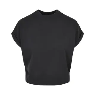 Urban Classics Ladies Short Pigment Dye Cut On Sleeve Tee, Black, Xl