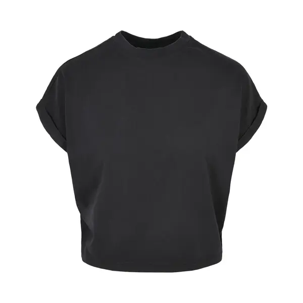 Urban Classics Ladies Short Pigment Dye Cut On Sleeve Tee, Black, Xl thumbnail