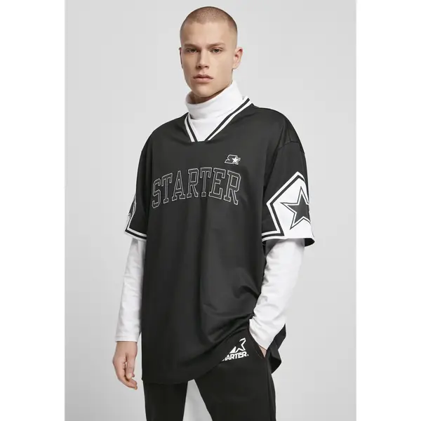 Starter Black Label Heren Tshirt -Xl- Starter Star Sleeve Sports Zwart thumbnail