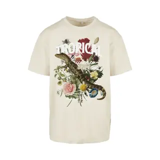Mister Tee - Tropical Oversize Heren Tshirt - M - Beige