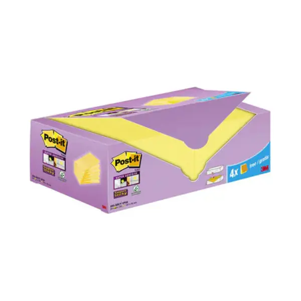 Post-It 3M Super Sticky gelbe Notizzettel quadratisch Gelb 100 Blatt selbstklebend thumbnail