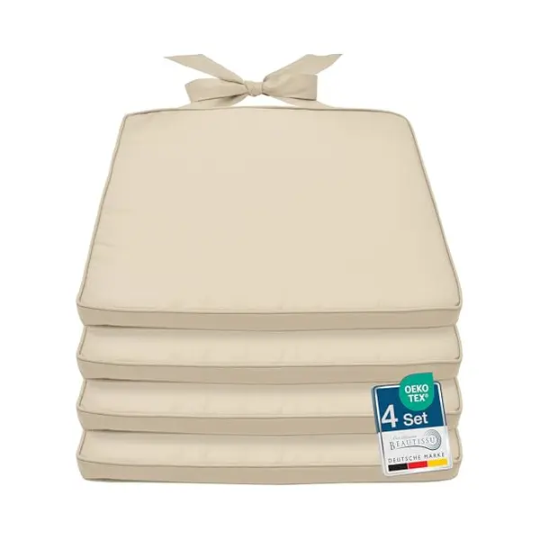 Beautissu Dining Chair Cushions Set Of 4 - Seat Cushions 45x40x5 Cm With Washable Cover & Zipper - Patio Seat Pads For Dining Chairs Kitchen Garden thumbnail