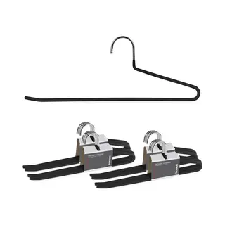 Bomoe Broekhangers Kian Kledinghangers Set Zwart - 20 Kleerhangers - Ruimtebesparende Hangers Metaalhangers Met Anti-slip Broekenstang En Handig Open