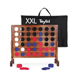 Toyfel Vier Gewinnt Spiel Xxl Holzspielzeug Groß – Spielklassiker 4 Gewinnt Aus Fsc® Holz Indoor & Outdoor Spiele – Premium Gesellschaftsspiel