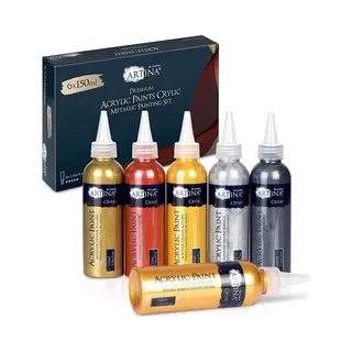 6er Metallic Acrylfarben Set Crylic 6x150 Ml - Artina