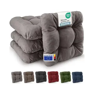 Beautissu Set Of 4 Premium Kitchen Chair Cushions 35x35 Cm Indoor & Outdoor - Durable Seat Pads For Dining Chairs 8 Cm Thick Resilient Foam Filling -