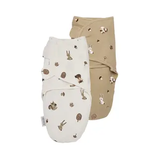 Meyco Baby Forest Animals Swaddlemeyco Inbakerdoek - Sand - 4-6 Maanden - 2-pack