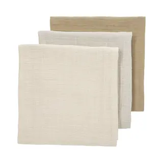 Meyco Baby Musselin - Größe 70x70cm - 3-Pack - Soft Sand/Greige/Taupe
