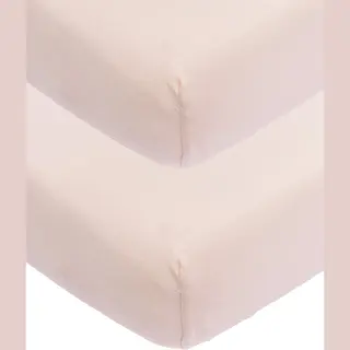Meyco Baby Plain Fitted Sheets For Cot (Soft Jersey Quality, 100% Cotton, Thanks To Elasticated Band, Dimensions, 60 X 120 Cm), Soft Pink (Pack Of 2)