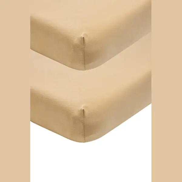 Meyco Baby Plain Fitted Sheets For Baby Cradle (Soft Jersey Quality, 100% Cotton, Thanks To Elasticated Band, Dimensions, 40 X 80/90 Cm), Warm Sand thumbnail