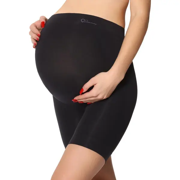 Be Mammy Damen Umstandsmode Hohe Taille Umstandsshorts Ohne Seitliche Nähte Unterwäsche Schwangerschaft 06 15 (Schwarz, S) thumbnail
