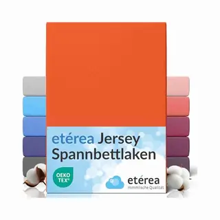 etérea Himmlische Qualität Etérea Jersey Spannbettlaken 100x200cm - 120x200cm Orange Bis 25 Cm Höhe - 100% Baumwolle Spannbetttuch Oekotex - Bed Sheets Leintuch Bettbezug -