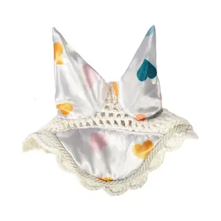 Hkm Hobby Horsing Print Fliegenhaube, Weiß Mit Herzchen, One Size