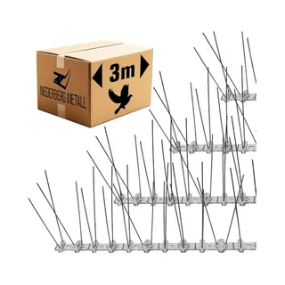 Niederberg Metall 3 Meter Duivenwering Met Rvs Spikes En Kunststof Basis - Duivenstrips Vogelwering Duivenafweer