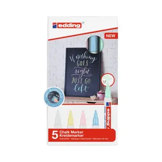 Edding 4085 Kreidemarker Bullet Hellblau, Hellgrün, Hellrosa, Pastell, Weiß, Gelb 5 Stück