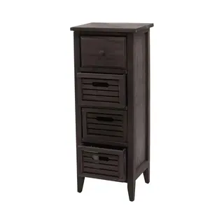 Mcw Ladekast T18, Ladekast, 4 Laden, 74x30x25cm Shabby-Look Vintage ~ Grijsbruin