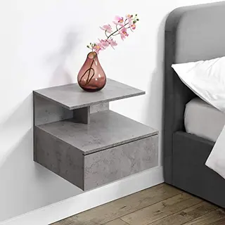 En.casa Wandboard, »Amberg« Nachttisch Hängend 40x35x31 Cm Betonoptik