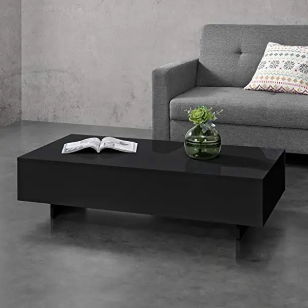 En.casa Couchtisch, »Lärketorp« Wohnzimmertisch 115x55x31cm Schwarz Hochglanz thumbnail