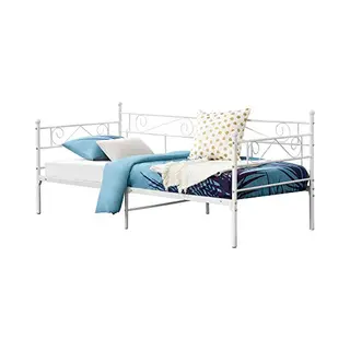 En.casa Metallbett, »Kerava« Bettsofa Mit Lattenrost Tagesbett 90x200cm Stahl Weiß