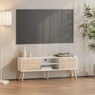 En.casa Lowboard, »Eskilstuna« Fernsehtisch 120x29, 5x46, 5cm Weiß / Eiche