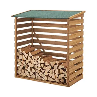 En.casa Kaminholzregal, BxTxH, 116x64x123 Cm, Brennholzunterstand Aus Tannenholz 123x116x64cm Natur