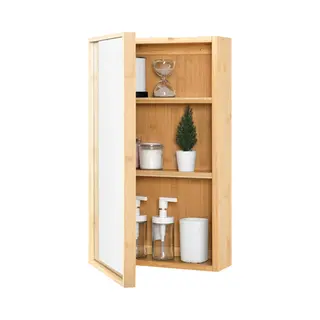 En.casa Spiegelschrank Ikorfat Badezimmer Schrank Bambus 60, 5 X 35 X 14 Cm Natur