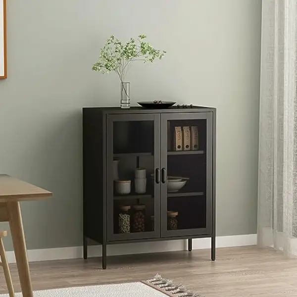 En.casa Sideboard, Falköping 80x40x101, 5cm Schwarz thumbnail