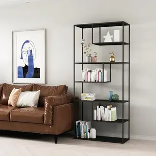 [en.casa] - Standregal Vehmaa 85x35x188 Cm Schwarz