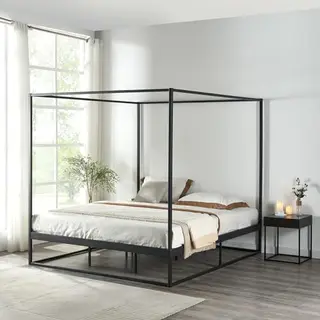 [en.casa] - Himmelbett Kristianstad Metall 160x200 Cm Schwarz