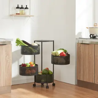 [en.casa] - Rollwagen Steigen Mit 4 Ebenen 74, 5xø33cm Schwarz