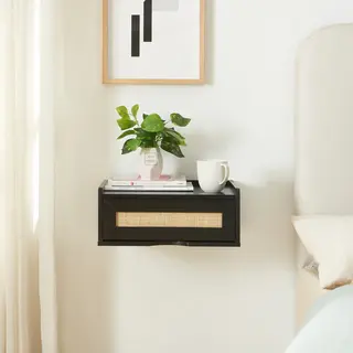[en.casa] - Wandregal Ljuredsø Mit Schublade 40x30x16, 5 Cm Schwarz