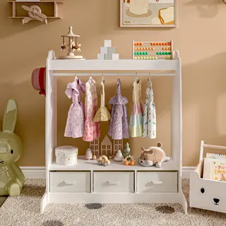 [en.casa] Kindergarderobe Moskenes Mit Spiegel Kleiderständer Mit Ablage 107 X 95 X 61 Cm Garderobenständer Mit Faltboxen Standgarderobe Mit