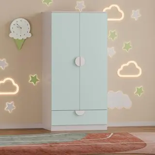 En.casa Kinderkleiderschrank »Sandnes« Mit Schublade 123x60x40 Cm Mintgrün/Weiß