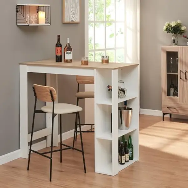 En.casa Bartisch, »Danderyd« 120x60x106 Cm Mit 3 Ablagefächern Weiß/Eicheoptik thumbnail