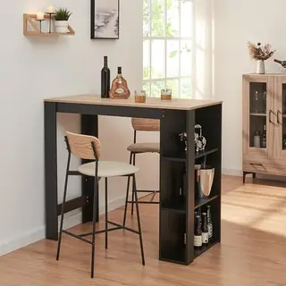Bartafel Danderyd Met 3 Planken 120x60x105, 5 Cm Zwart En Eikenkleurig [en.casa]