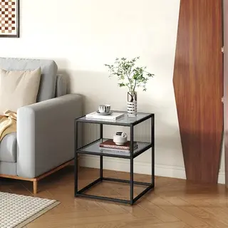 [en.casa] Multifunctionele Bijzettafel, Bankpunt, Stabiel, Met Onderste Plank, Flexibele Oriëntatie, Voor Woonkamer, Entree, Slaapkamer, Kantoor,