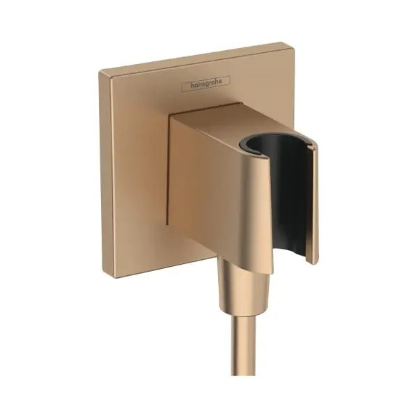 Hansgrohe Wandanschluss Fixfit E Eckig, Mit Brausehalter, Brushed Bronze thumbnail