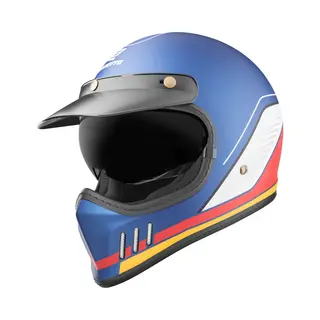 Bogotto FF980 Ex-R Caferacer Blauw Rood Wit Cross Helm - Maat Xs - Helm